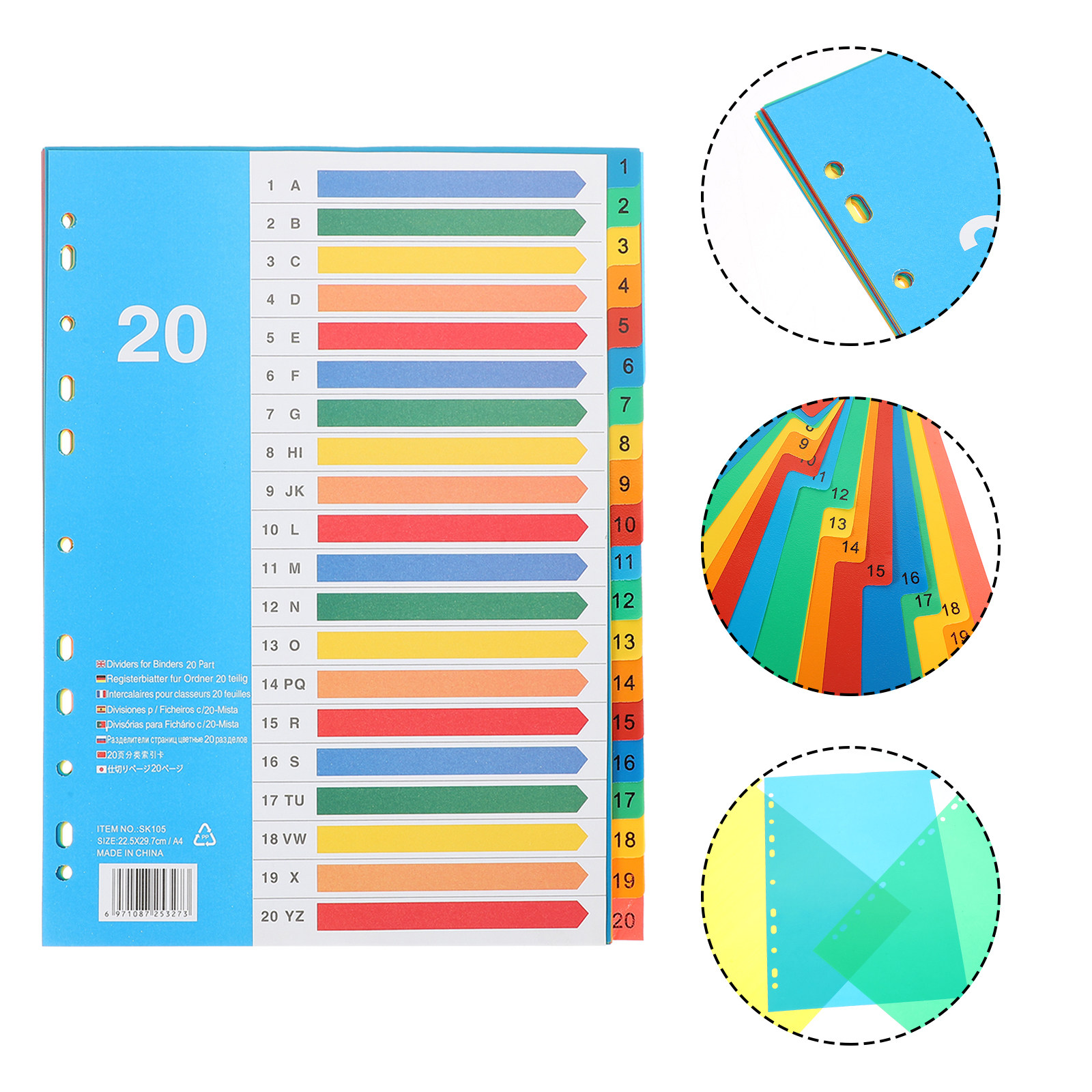 Tab Divider A4 - 5Pcs Premium PP Plastic Binder Dividers